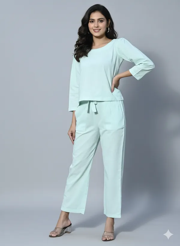 Pista_Green_Cotton_Co-Ord_Set__For_Women