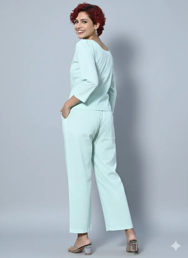 Pista_Green_Cotton_Co-Ord_Set__For_Women