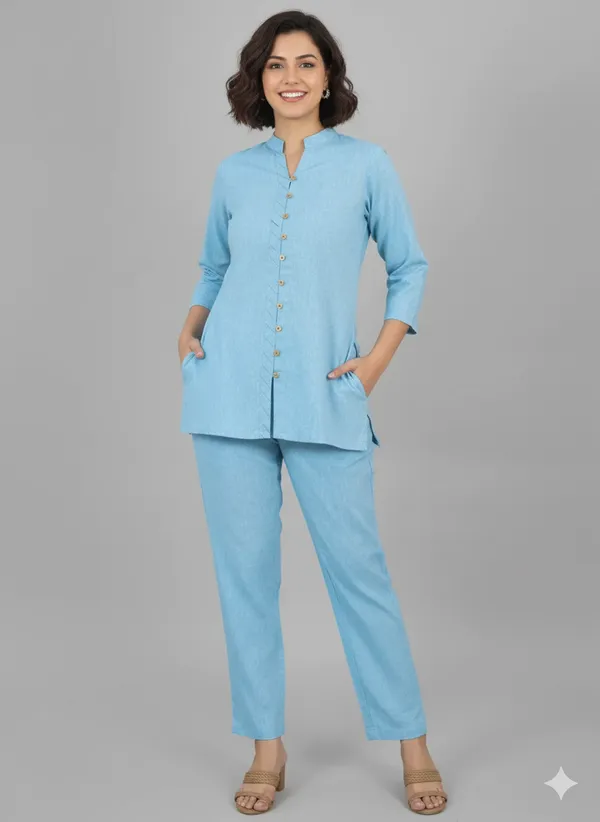 Sky_Blue_Cotton_Co-Ord_Set__For_Women