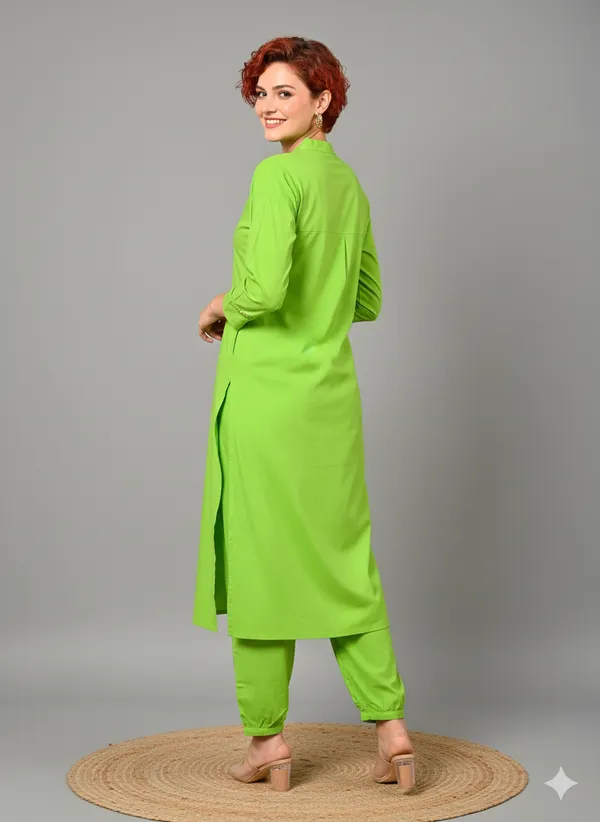 Parrot_Green_Cotton_Co-Ord_Set__For_Women