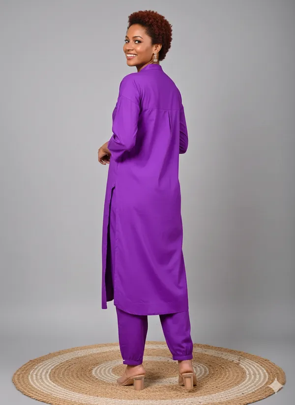 Purple_Cotton_Co-Ord_Set/Pathani__For_Women