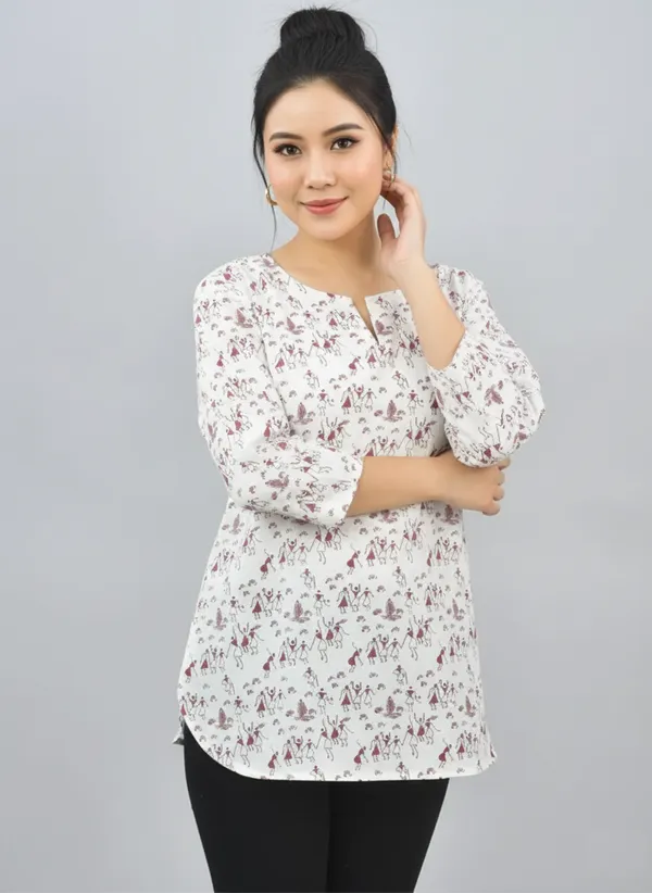 Maroon_Cotton_Premium_Short_Kurti_For_Women_&_Girls