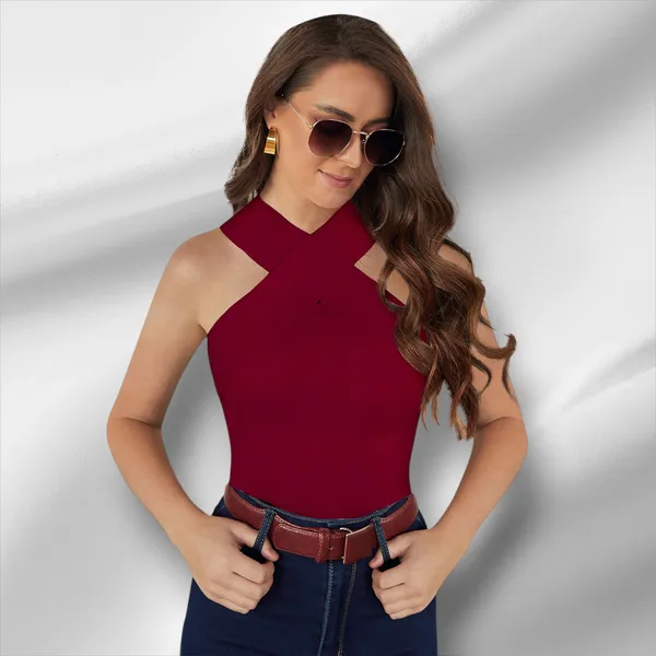 Maroon_Knit_Fabric_Premium_Sleeveless_Top_For_Women_&_Girls