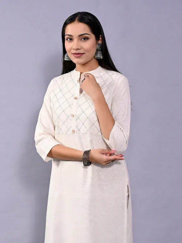 Off_White_Khadi_Cotton_Premium_Kurti_For_Women_&_Girls