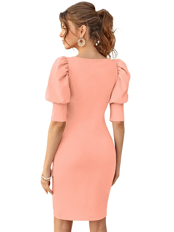 Peach_Ajanta_Premium_Knee_Length_Dress_For_Women_&_Girls
