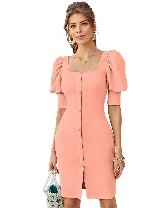 Peach_Ajanta_Premium_Knee_Length_Dress_For_Women_&_Girls