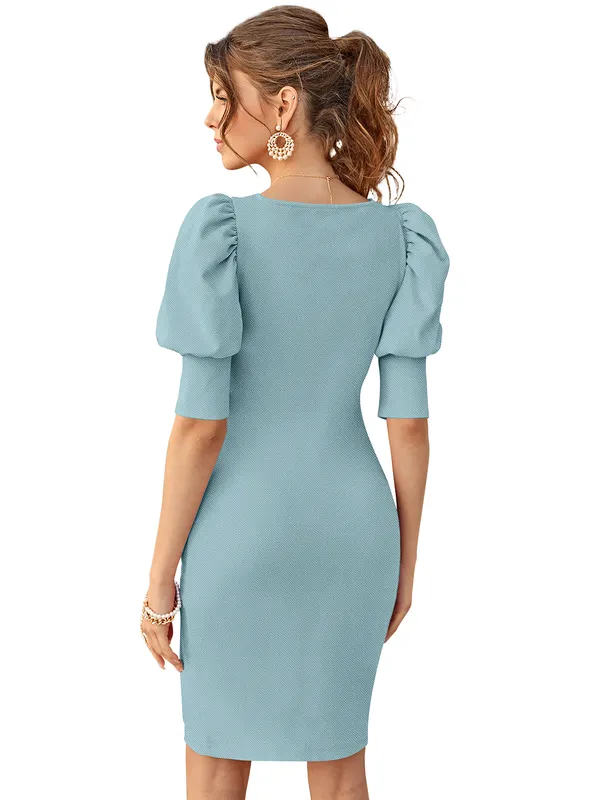 Light_BlueAjanta_Premium_Knee_Length_Dress_For_Women_&_Girls