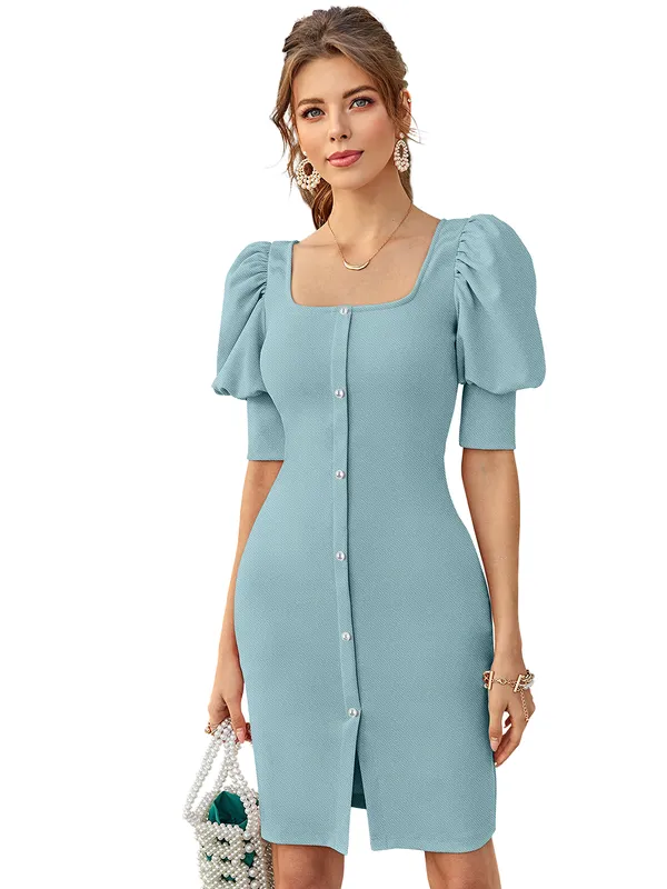 Light_BlueAjanta_Premium_Knee_Length_Dress_For_Women_&_Girls