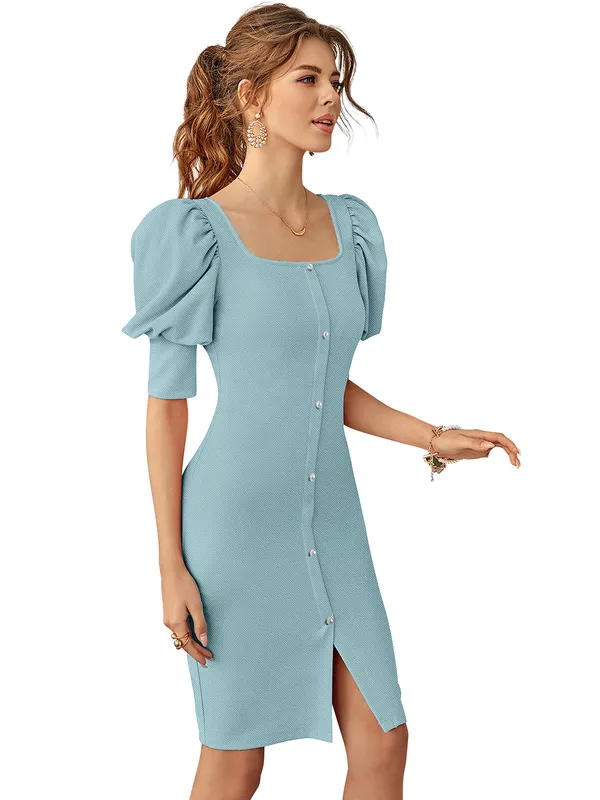 Light_BlueAjanta_Premium_Knee_Length_Dress_For_Women_&_Girls