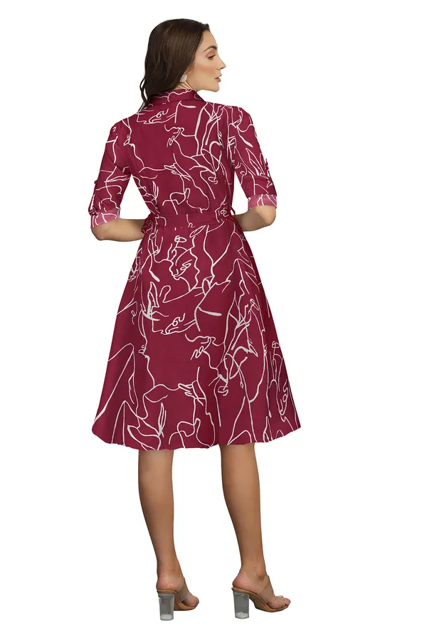 Maroon_Ruby_Cotton_Premium_Knee_Length_Dress_For_Women_&_Girls