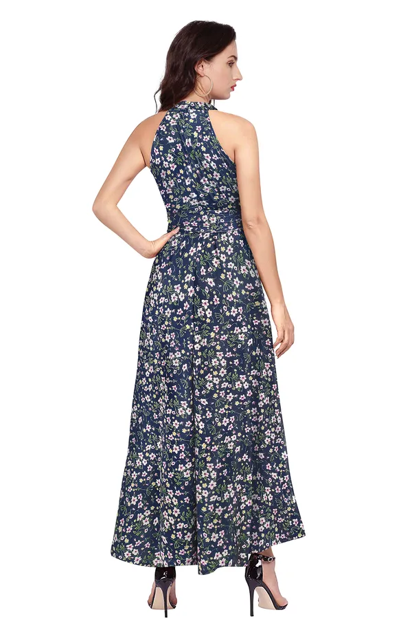Blue_Knit_Fabric_Premium_Floral_Print_Ankle_Length_Dress_For_Women_&_Girls