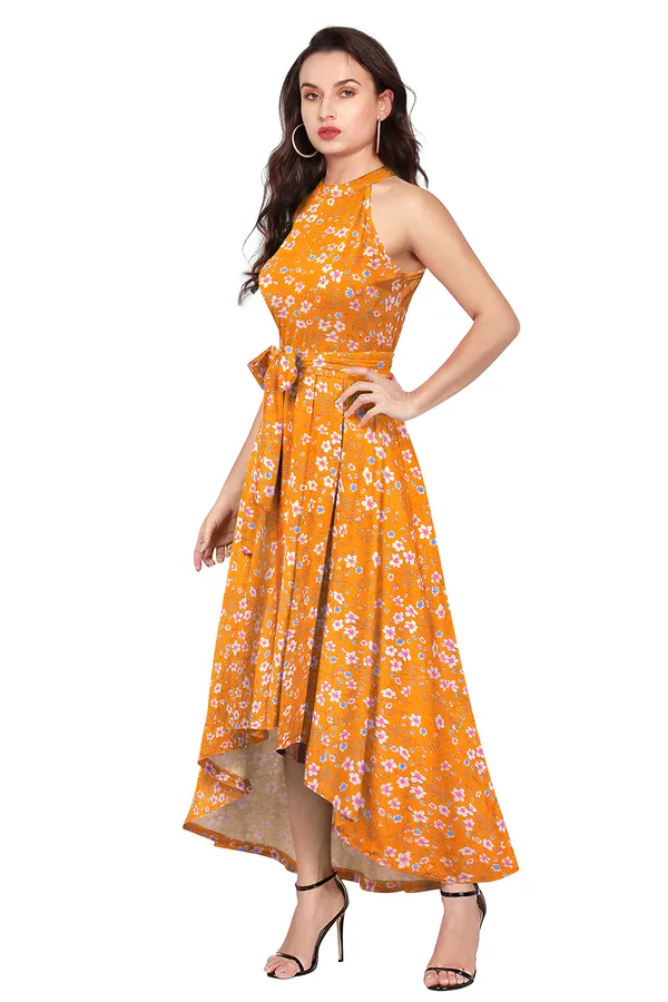 Flower_Print_Yellow_Knit_Fabric_Premium_Floral_Print_Ankle_Length_Dress_For_Women_&_Girls