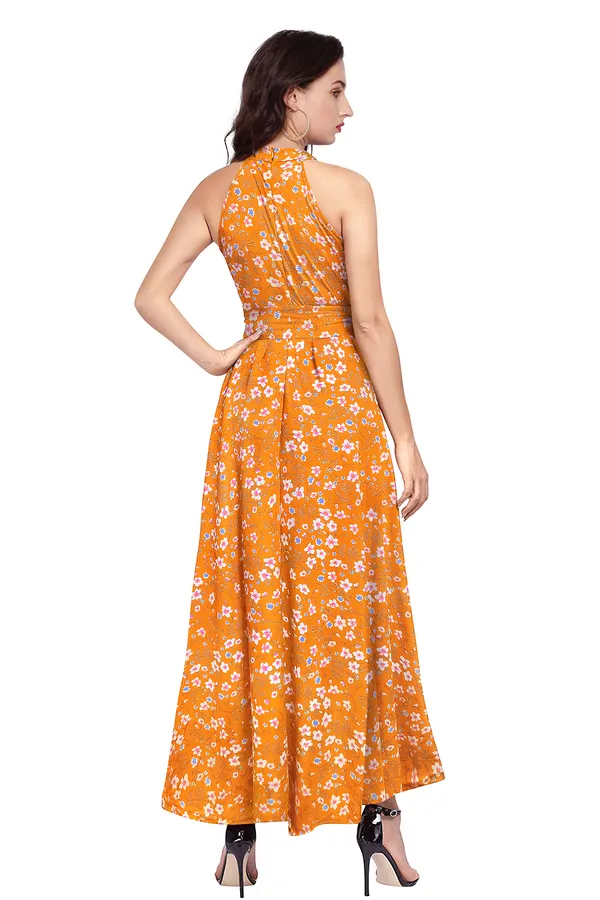 Flower_Print_Yellow_Knit_Fabric_Premium_Floral_Print_Ankle_Length_Dress_For_Women_&_Girls