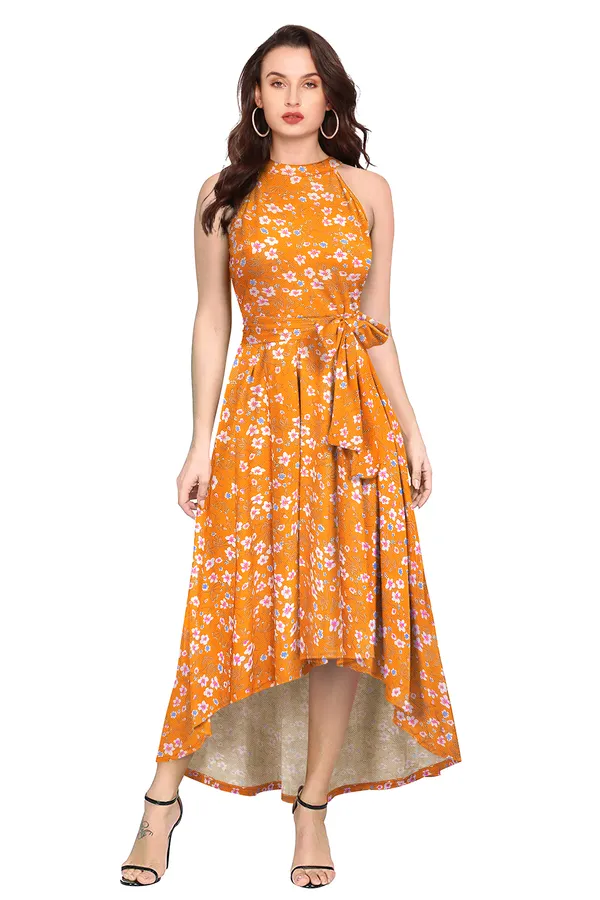 Flower_Print_Yellow_Knit_Fabric_Premium_Floral_Print_Ankle_Length_Dress_For_Women_&_Girls