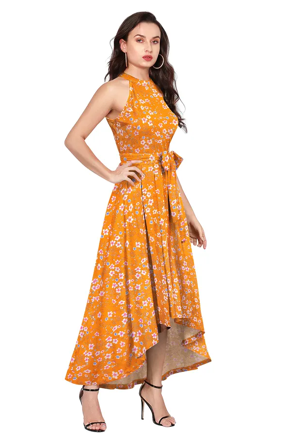 Flower_Print_Yellow_Knit_Fabric_Premium_Floral_Print_Ankle_Length_Dress_For_Women_&_Girls