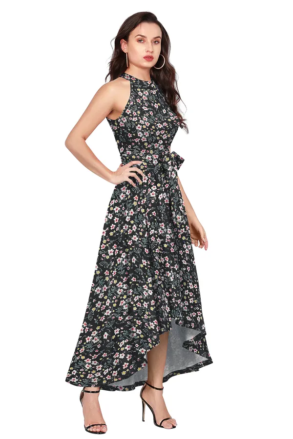 Black_Knit_Fabric_Premium_Floral_Print_Ankle_Length_Dress_For_Women_&_Girls