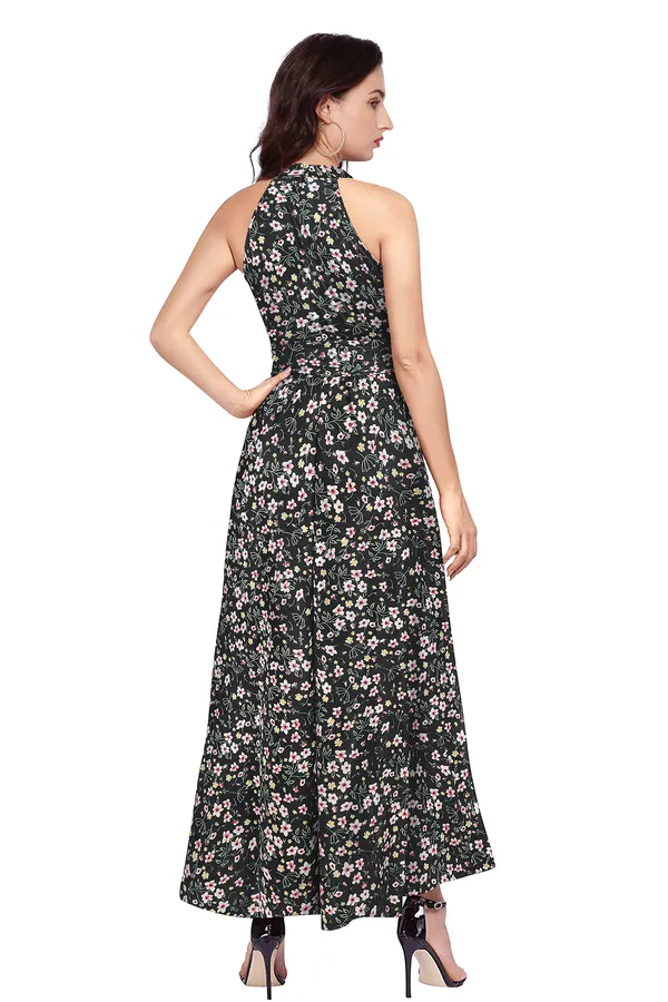 Black_Knit_Fabric_Premium_Floral_Print_Ankle_Length_Dress_For_Women_&_Girls