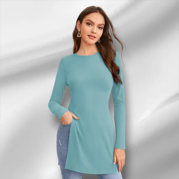 Light_Blue_Knit_Fabric_Premium_Full_Sleeve_Top_For_Women_&_Girls