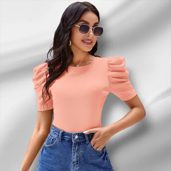 Peach_Knit_Fabric_Premium_Top_For_Women_&_Girls