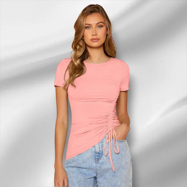 Peach_Knit_Fabric_Premium_Top_For_Women_&_Girls