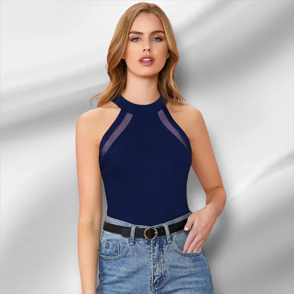 Blue_Knit_Fabric_Premium_Sleeveless_Top_For_Women_&_Girls