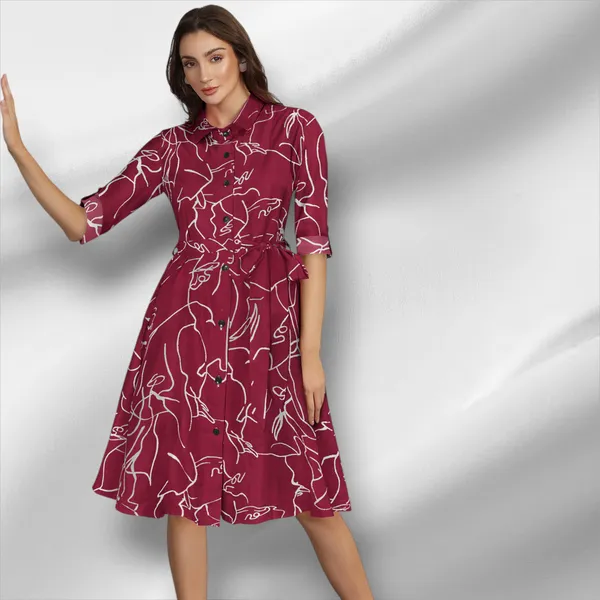 Maroon_Ruby_Cotton_Premium_Knee_Length_Dress_For_Women_&_Girls