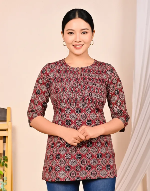 Red_Black_Cotton_Premium_Short_Kurti_For_Women_&_Girls