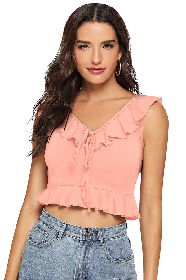 Peach_Knit_Fabric_Premium_Sleeveless_Crop_Top_For_Women_&_Girls