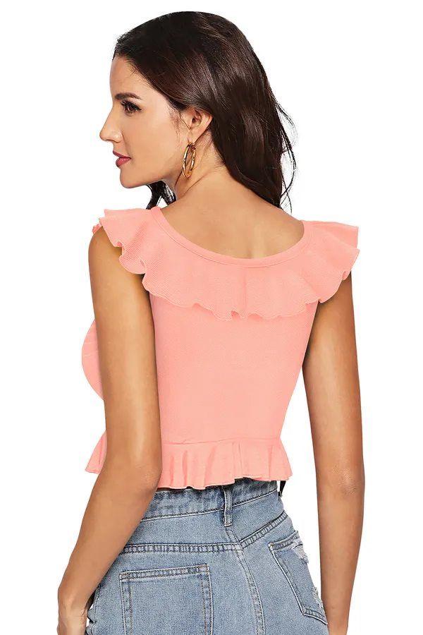 Peach_Knit_Fabric_Premium_Sleeveless_Crop_Top_For_Women_&_Girls