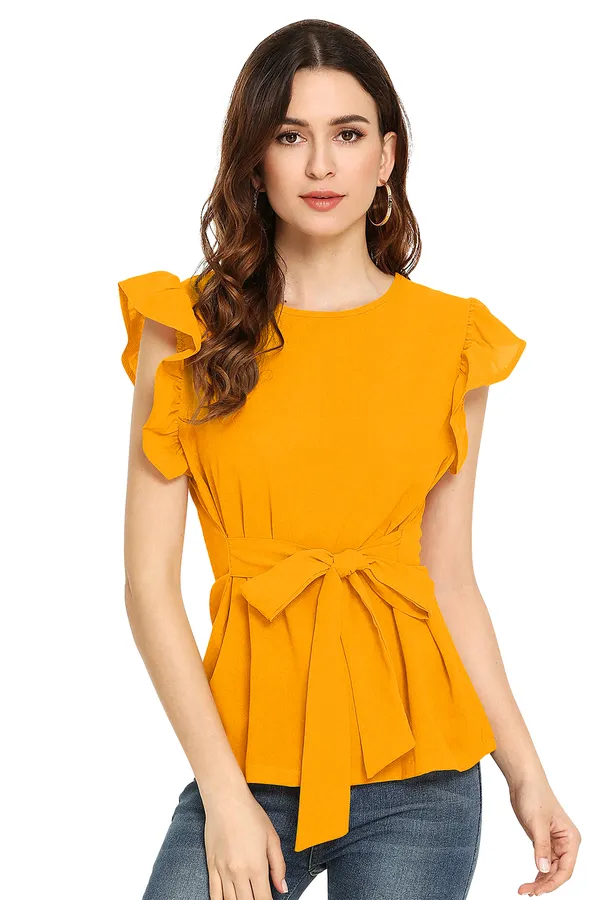 Yellow_Knit_Fabric_Premium_Top_For_Women_&_Girls