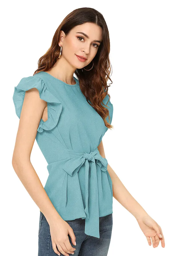 Light_Blue_Knit_Fabric_Premium_Top_For_Women_&_Girls