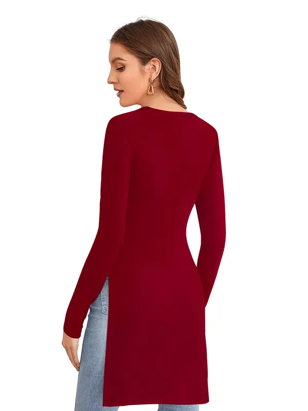 Maroon_Knit_Fabric_Premium_Full_Sleeve_Top_For_Women_&_Girls