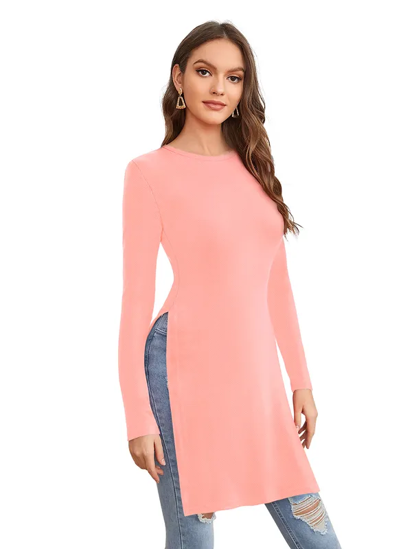 Peach_Knit_Fabric_Premium_Full_Sleeve_Top_For_Women_&_Girls
