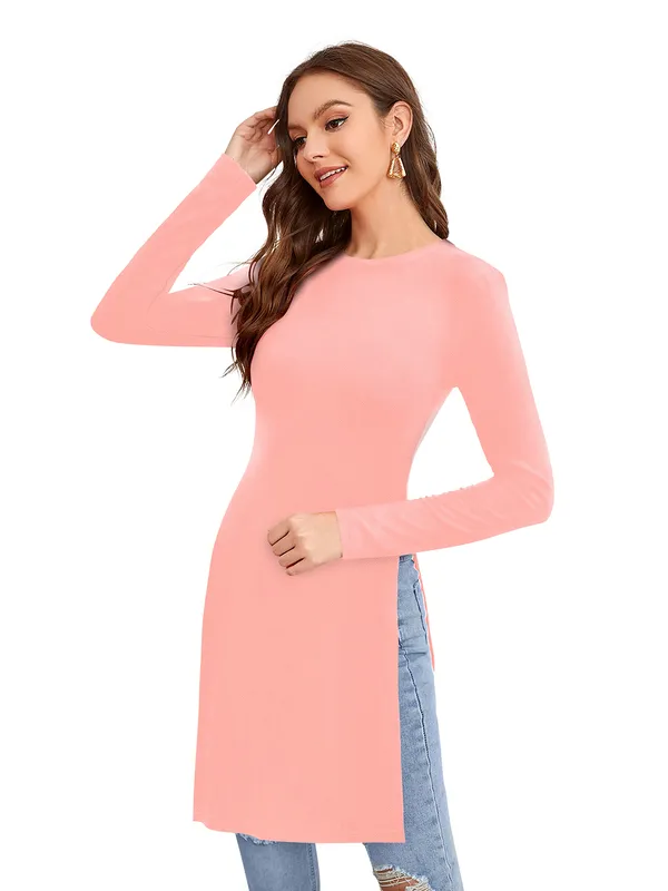 Peach_Knit_Fabric_Premium_Full_Sleeve_Top_For_Women_&_Girls