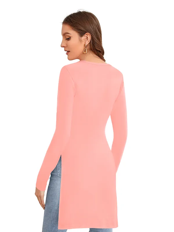 Peach_Knit_Fabric_Premium_Full_Sleeve_Top_For_Women_&_Girls