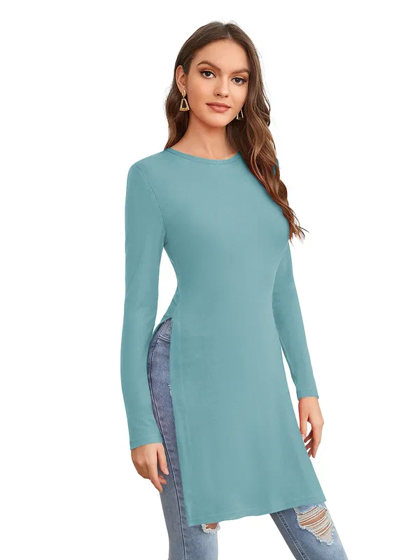 Light_Blue_Knit_Fabric_Premium_Full_Sleeve_Top_For_Women_&_Girls