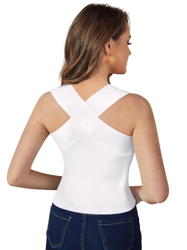 White_Knit_Fabric_Premium_Sleeveless_Top_For_Women_&_Girls