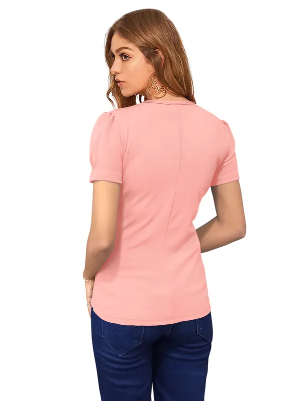 Peach_Knit_Fabric_Premium_Top_For_Women_&_Girls