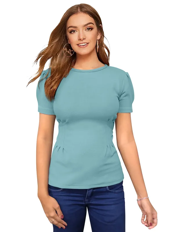 Light_Blue_Knit_Fabric_Premium_Top_For_Women_&_Girls