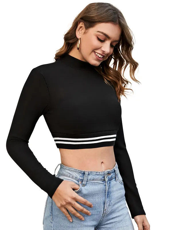 Black_Knit_Fabric_Premium_Full_Sleeve_Crop_Top_For_Women_&_Girls