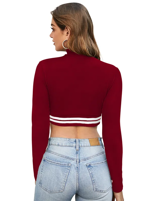 Maroon_Knit_Fabric_Premium_Full_Sleeve_Crop_Top_For_Women_&_Girls