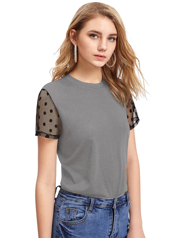 Grey_Knit_Fabric_Premium_Top_For_Women_&_Girls