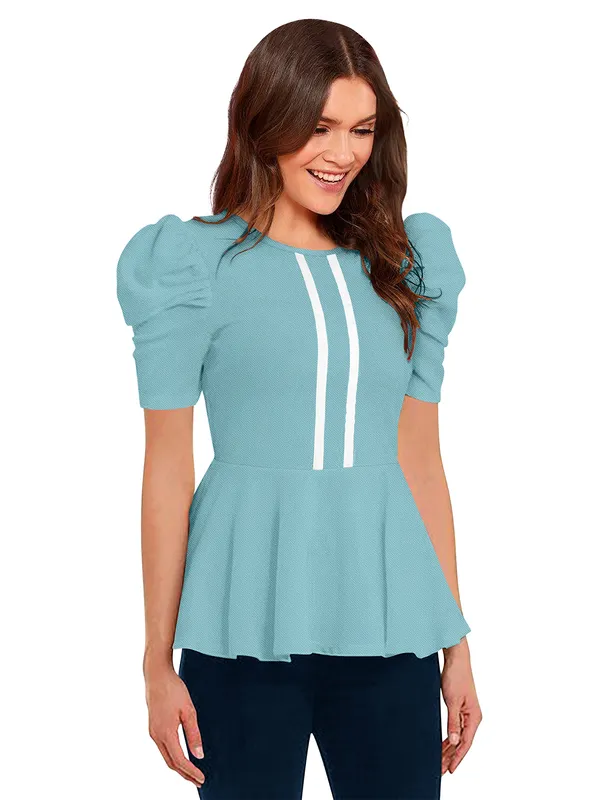Light_Blue_Knit_Fabric_Premium_Top_For_Women_&_Girls