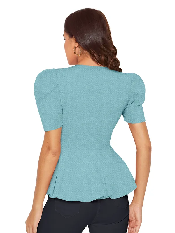 Light_Blue_Knit_Fabric_Premium_Top_For_Women_&_Girls