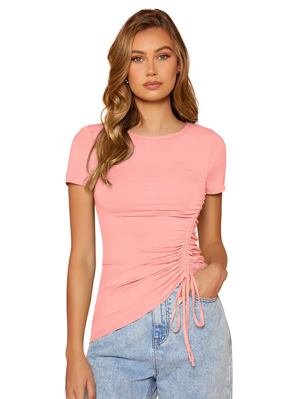 Peach_Knit_Fabric_Premium_Top_For_Women_&_Girls