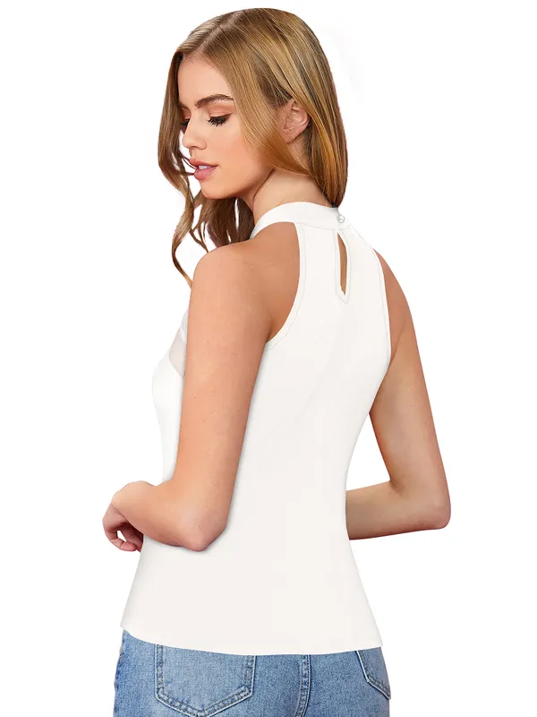 White_Knit_Fabric_Premium_Sleeveless_Top_For_Women_&_Girls