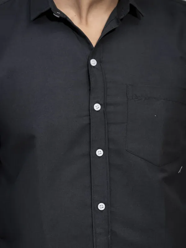 Black_Cotton_Blend_Premium_Shirt_For_Men