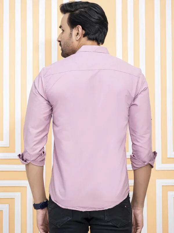 Peach_Cotton_Blend_Premium_Shirt_For_Men