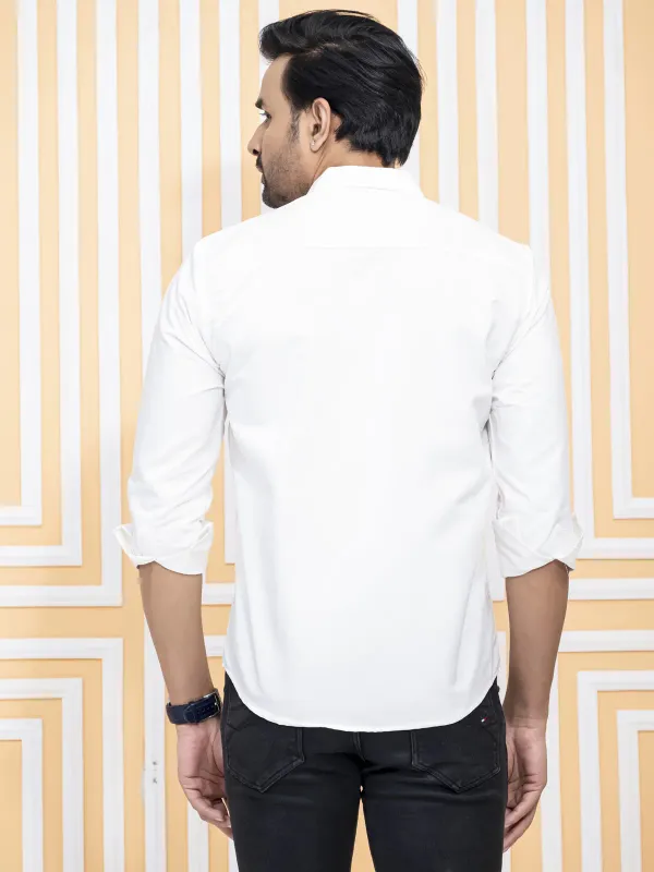 White_Cotton_Blend_Premium_Shirt_For_Men