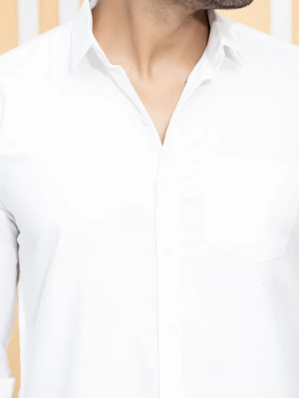 White_Cotton_Blend_Premium_Shirt_For_Men